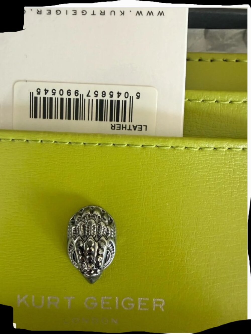 Kurt Geiger Bond Leather Card Holder • Lime • NWT Box • Eagle Head • Rare - Picture 9 of 11